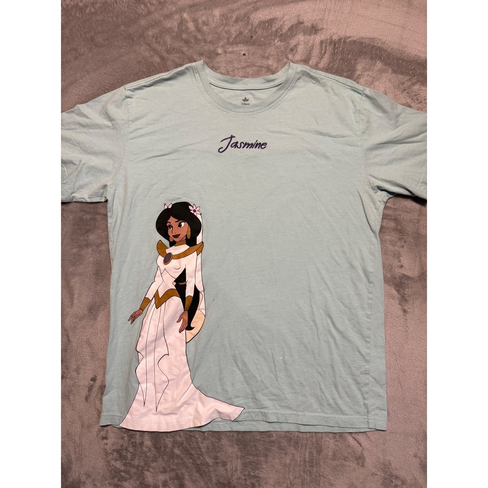 Disney Princess T-Shirt Mens Large Blue Jasmine Graphic Organic Cotton Tee